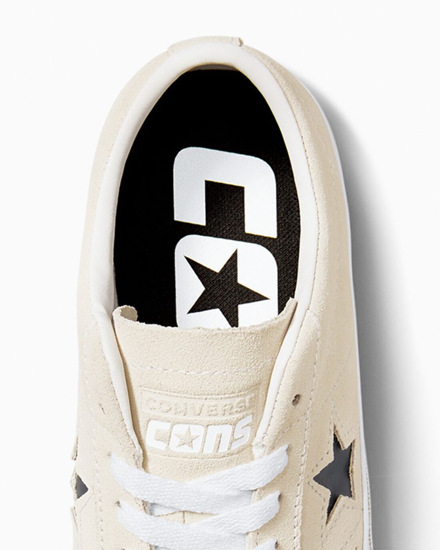 Men's Converse CONS One Star Pro Suede Skate Shoes Beige / White / Black | AU 01C83O